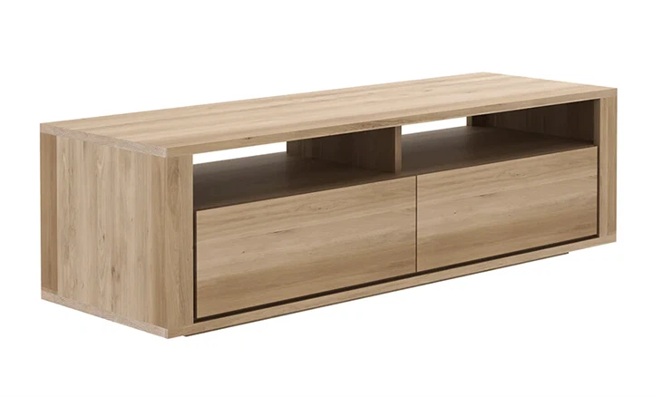 Dřevěný TV stojan na svíčku - s úložnou skříňkou